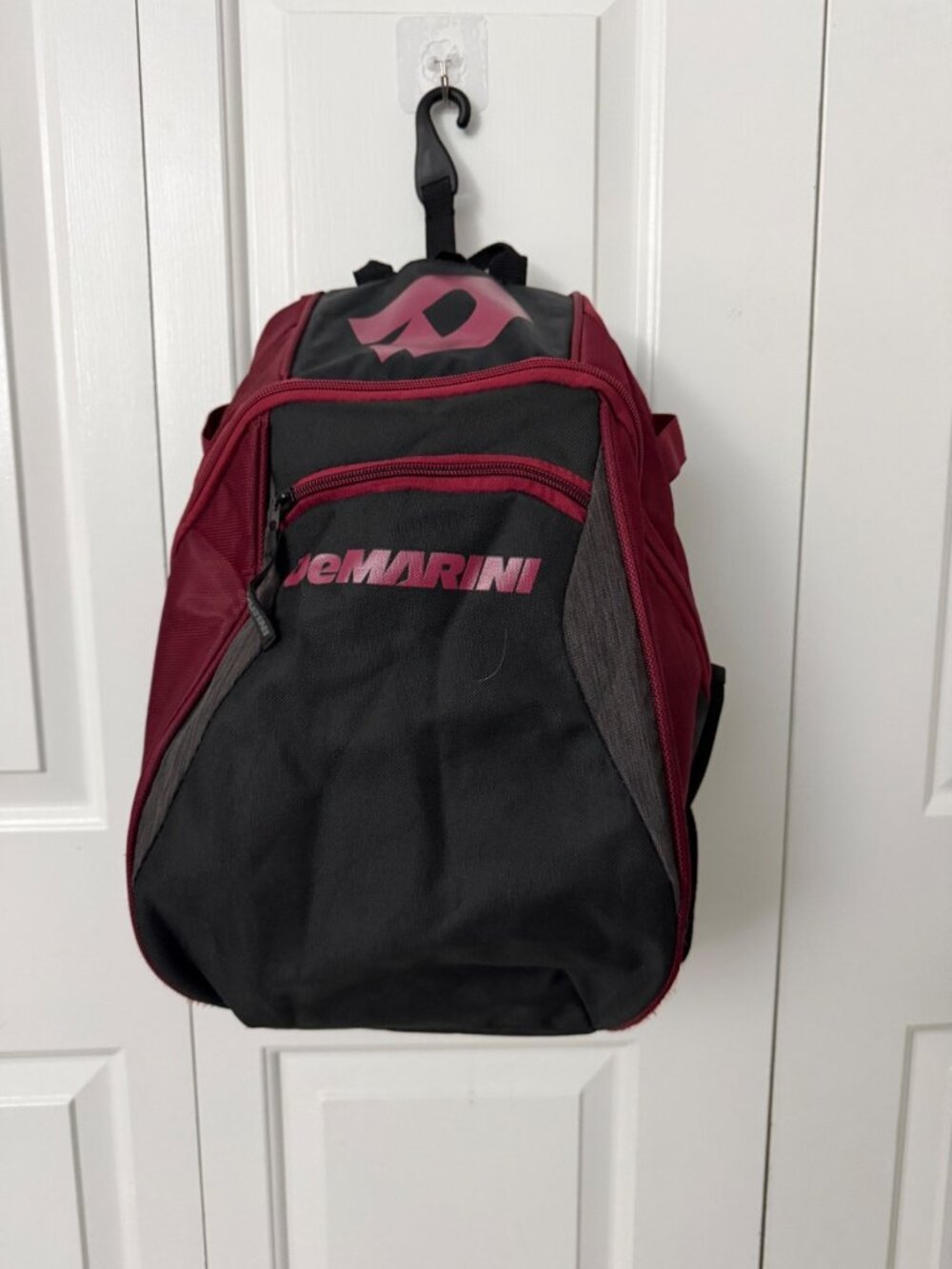 DeMarini Baseball Equipment Backpack Red Black - size of 11.5x9x17" - Picture 7 of 8
